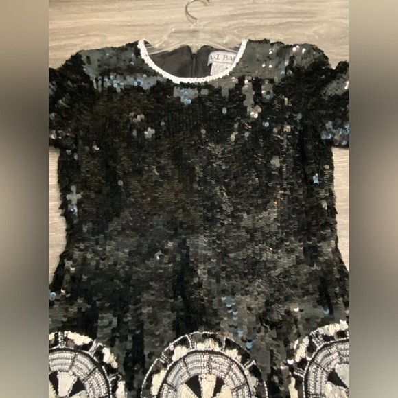 Rare AJ Bari Vintage Silk Sequins Beaded Scalloped Hem Cocktail Party Dress Sz 6 - Picture 16 of 16
